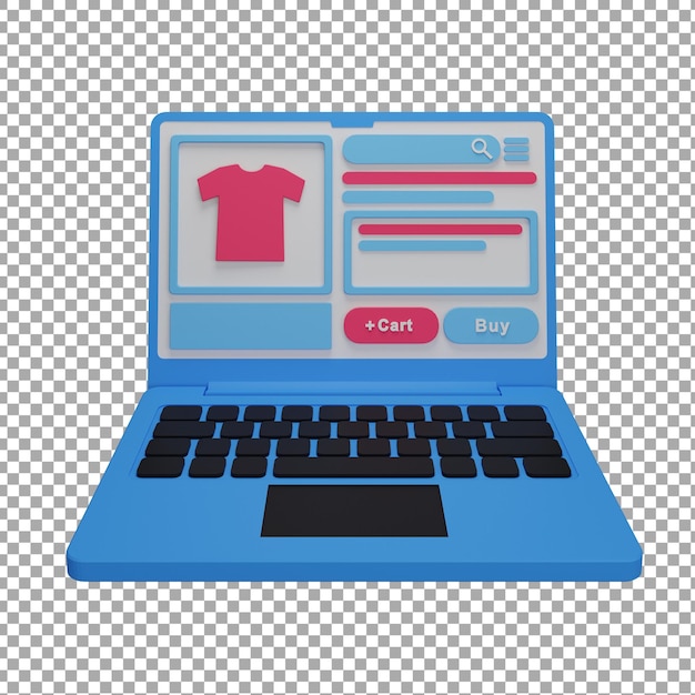 Ilustração de compras online 3D