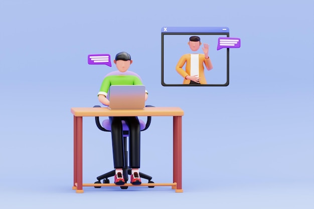 Ilustração de comunicação 3D em linha