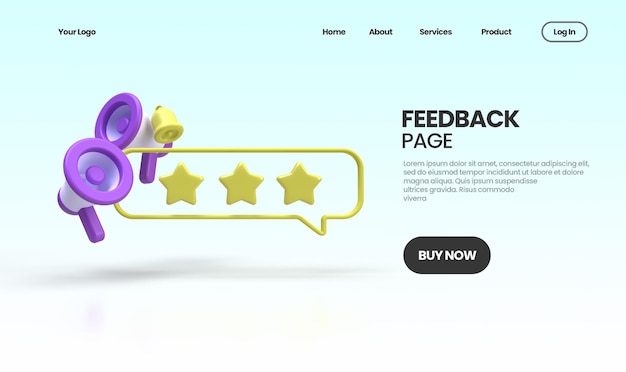 Ilustração de conceito de página de feedback Modelo de página de destino para fundo de conceito de ideia de negócio