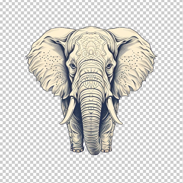 Ilustração de contorno de elefante desenhada à mão png