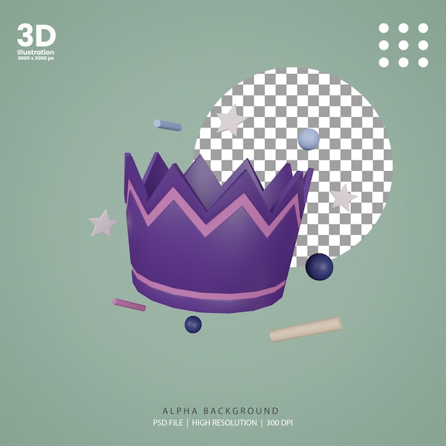 Ilustração de coroa de festa renderizada em 3d