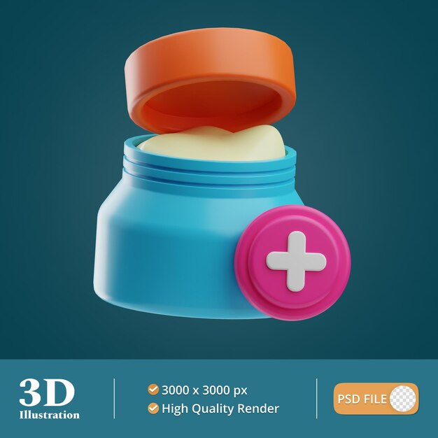 PSD ilustração de creme de pomada hospitalar 3d