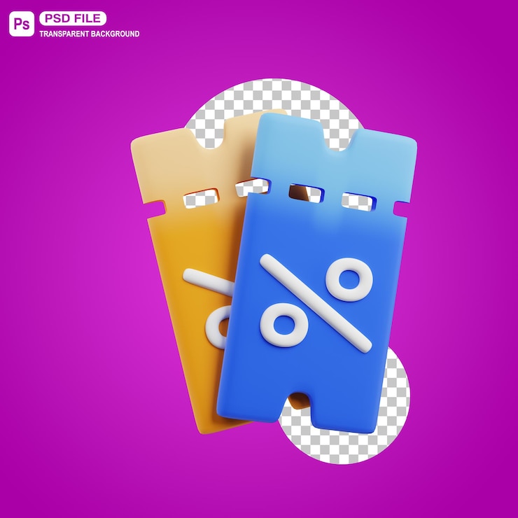 PSD ilustração de cupons de cupom duplo 3d