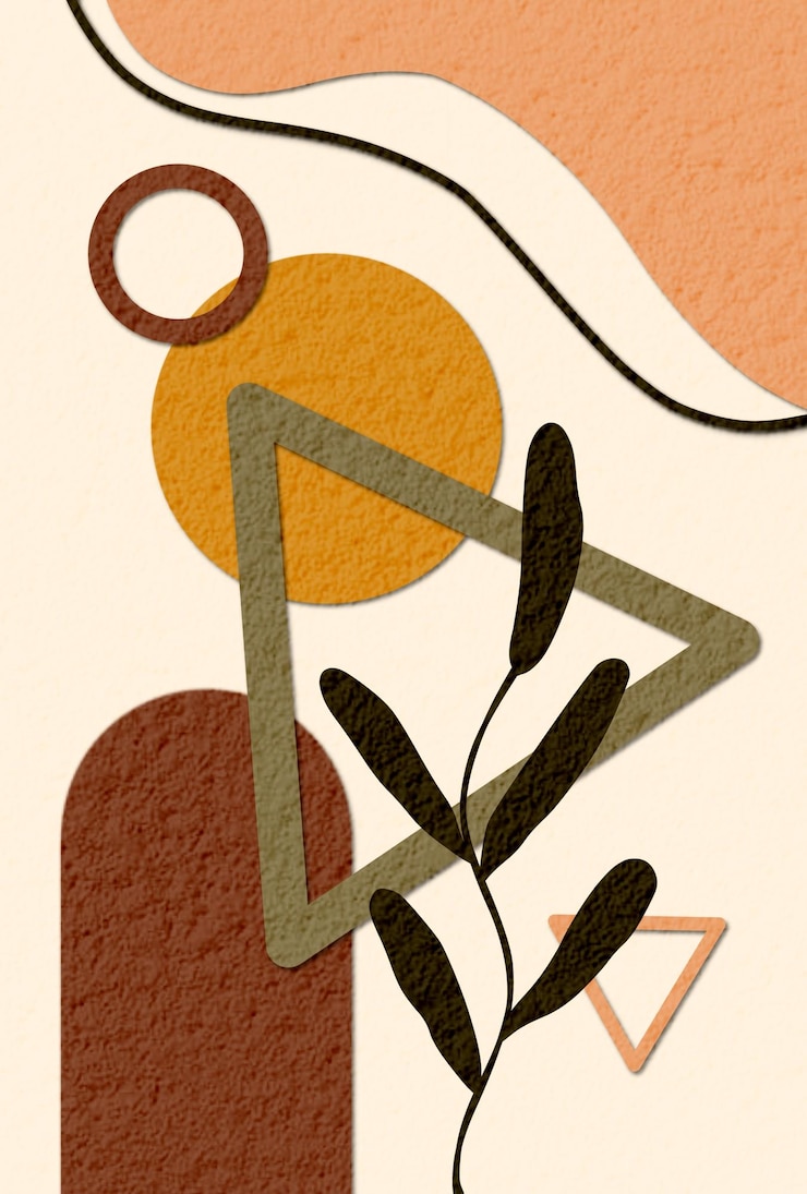 PSD ilustração de decoração de parede em cor de outono com elementos vegetais