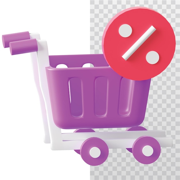 PSD ilustração de desconto de compras de ícones 3d