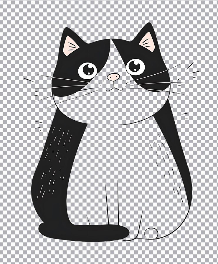 PSD ilustração de desenho animado de gato png isolado em fundo transparente