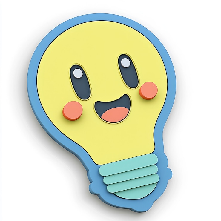 PSD ilustração de desenho animado de happy lightbulb