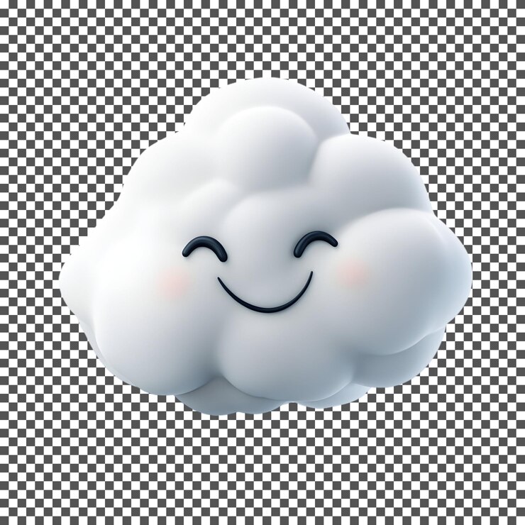 PSD ilustração de desenho animado happy cloud isolada em fundo transparente