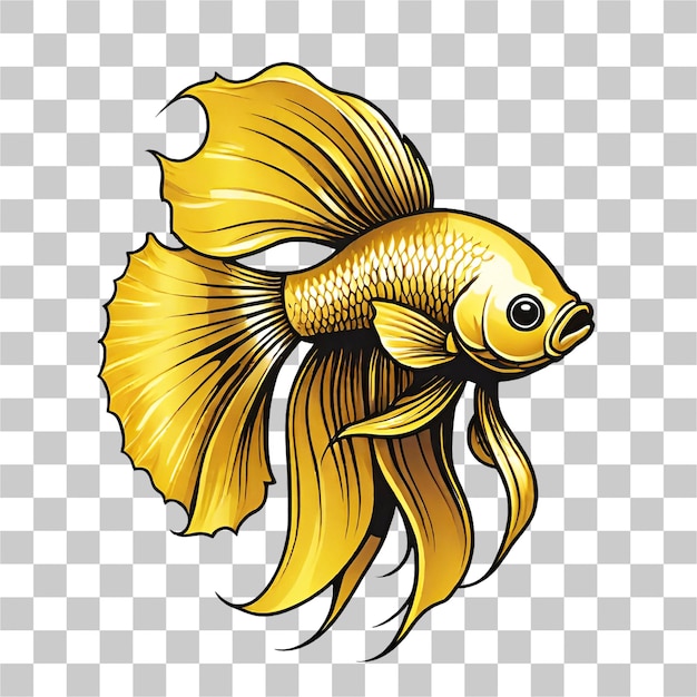 PSD ilustração de design de cor super dourada de peixe betta em um fundo transparente