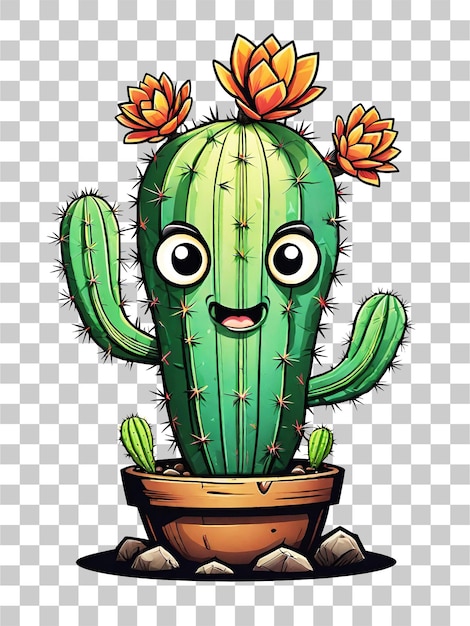 Ilustração de design de personagens de desenho animado de cactus em fundo transparente