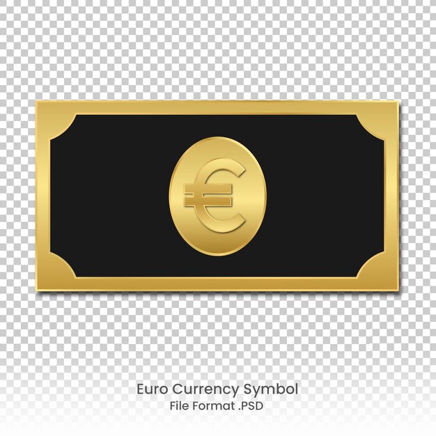 PSD ilustração de dinheiro euro moeda ouro e formato de arquivo preto psd