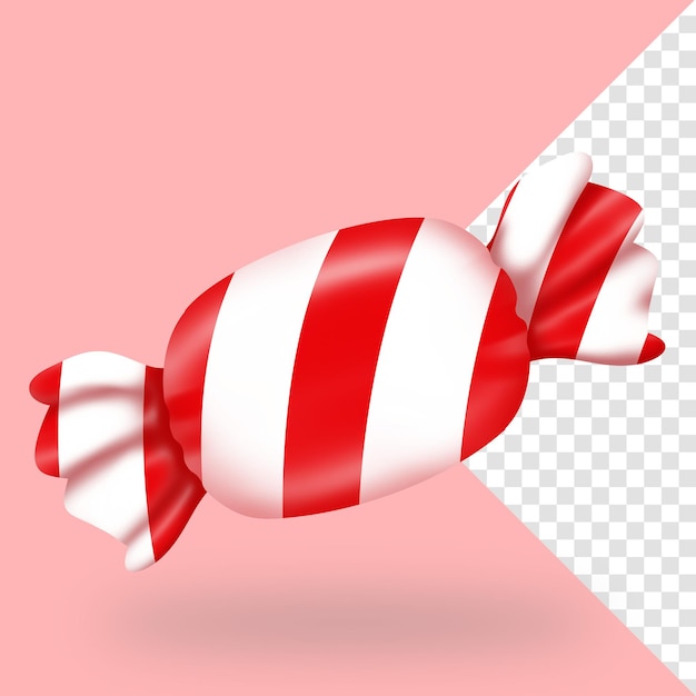 Ilustração de doces embrulhados em vermelho e branco 3d
