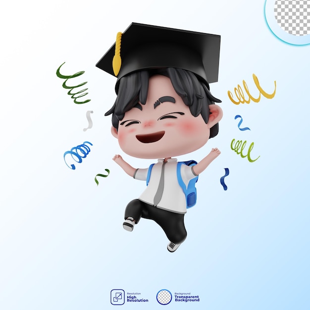 Ilustração de educação de personagem 3D bonito