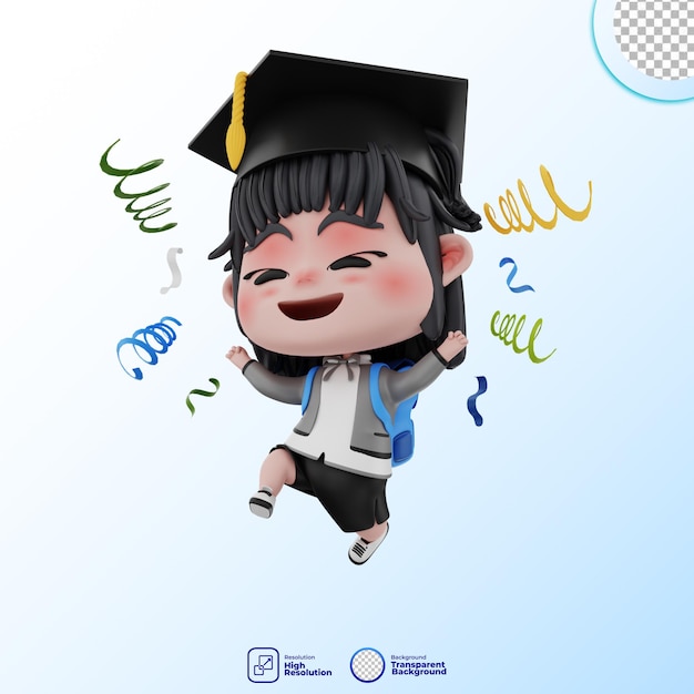 Ilustração de educação de personagem 3D bonito