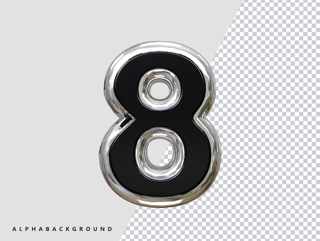 Ilustração de efeito de texto de 8 números renderização em 3D