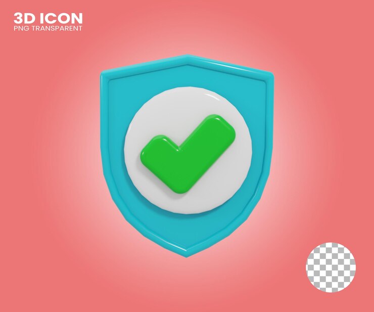 ilustração de escudo de ícone 3d em fundo transparente