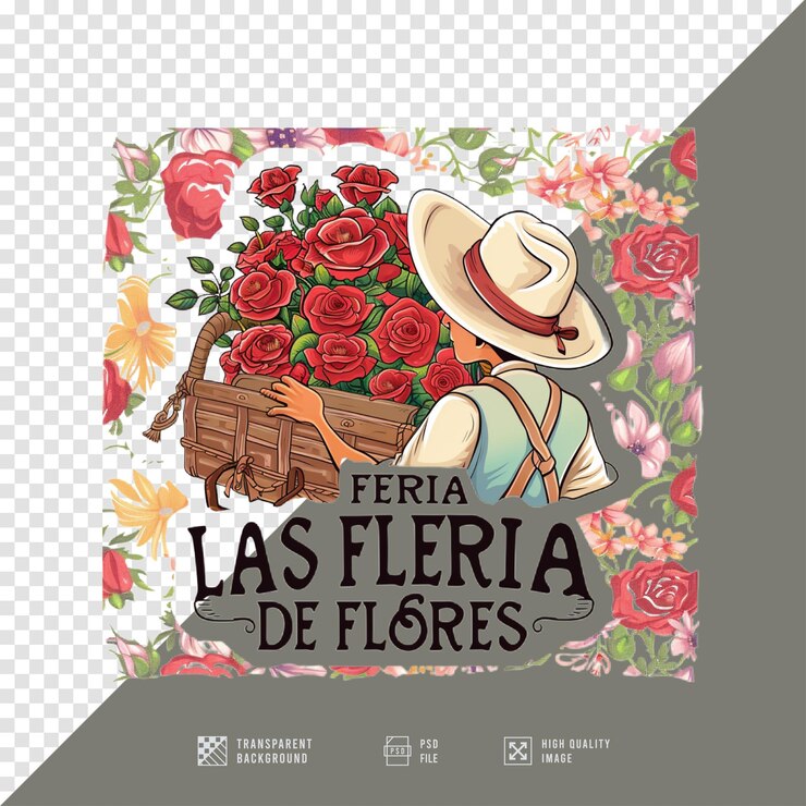 PSD ilustração de feria de las flores sem fundo em qualidade hd