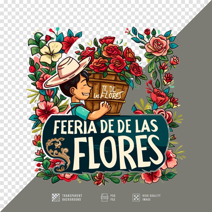 PSD ilustração de feria de las flores sem fundo em qualidade hd