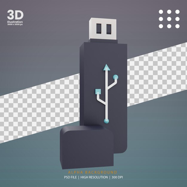 PSD ilustração de flashdisk de renderização 3d