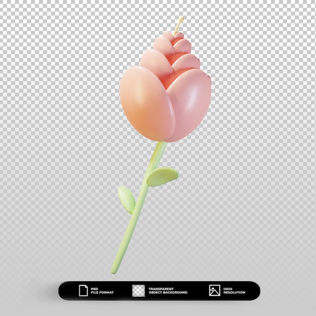 PSD ilustração de flor pastel de renderização 3d