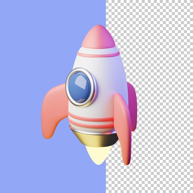 ilustração de foguete de ícone de renderização 3D estilo bonito
