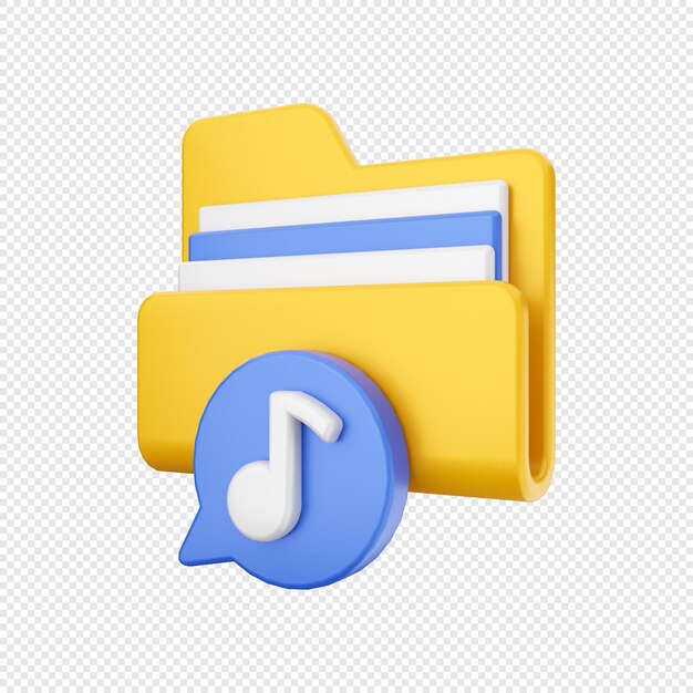 ilustração de formato de música de arquivo de pasta 3d