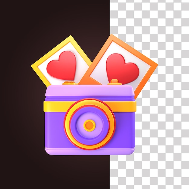 PSD ilustração de fotos de casamento 3d