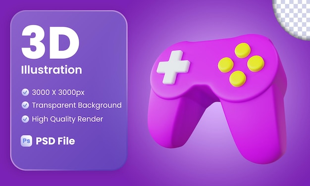 PSD ilustração de gamepad 3d