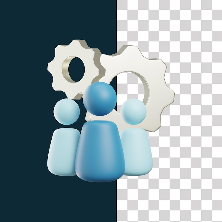 PSD ilustração de gerenciamento de equipe 3d