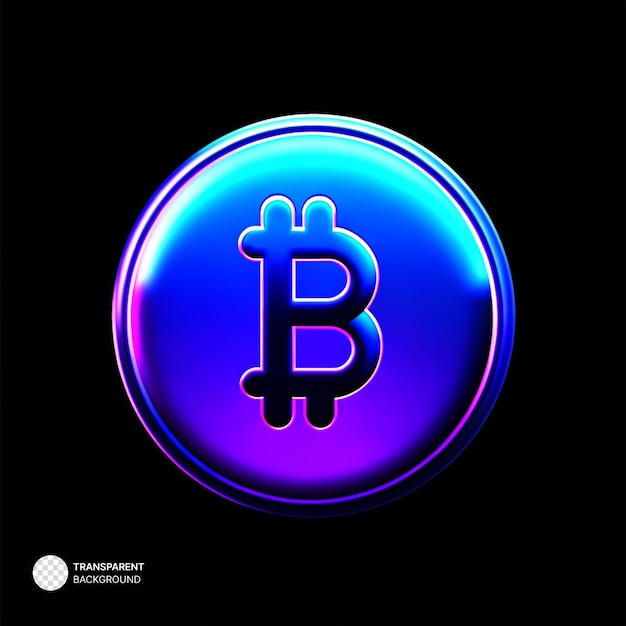 PSD ilustração de glassmorphism de ícone de gradiente 3d de bitcoin