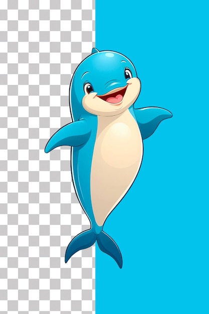 PSD ilustração de golfinho de desenho animado