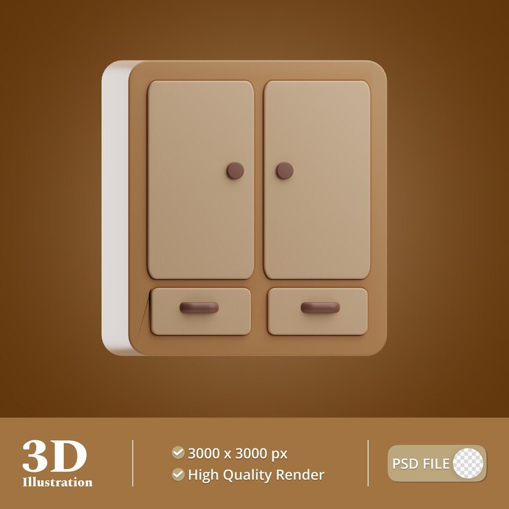 PSD ilustração de guarda-roupa de móveis para casa 3d