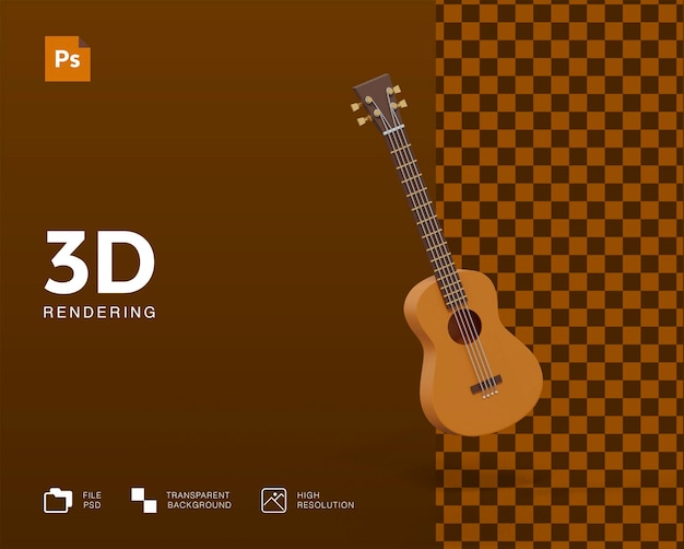 PSD ilustração de guitarra 3d