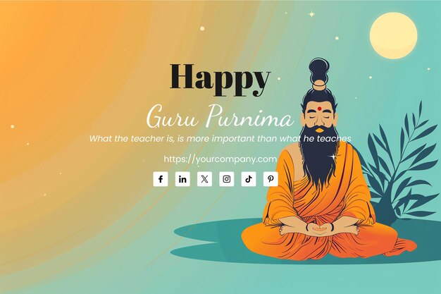 PSD ilustração de guru purnima dia de celebração de honra guru pornima