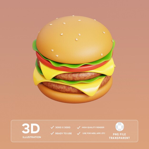 Ilustração de hambúrguer 3D