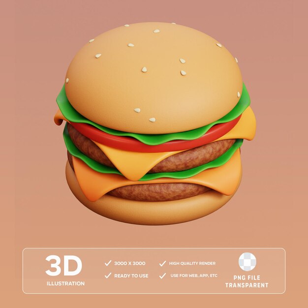 Ilustração de hambúrguer 3D