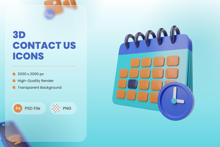 PSD ilustração de ícone 3d agendar compromisso