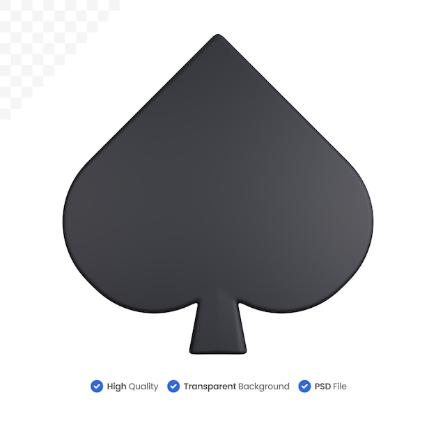 PSD ilustração de ícone 3d cartão de espadas preto