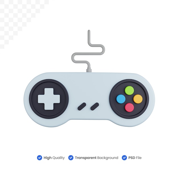 PSD ilustração de ícone 3d controlador de jogo com fio