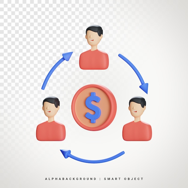 Ilustração de ícone 3d da equipe financeira