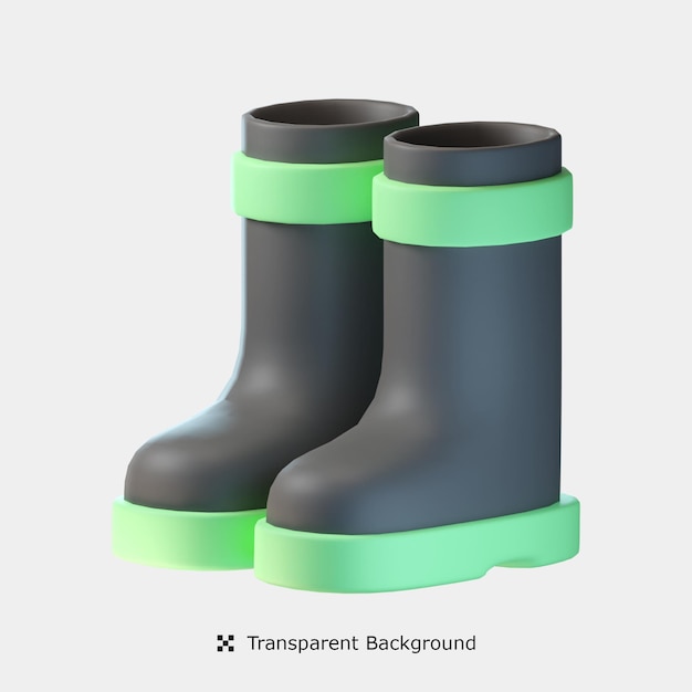 Ilustração de ícone 3d de botas de pesca
