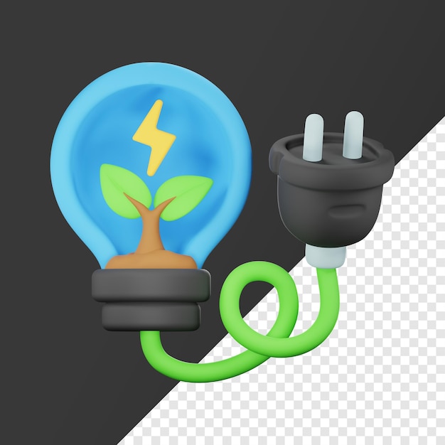 Ilustração de ícone 3D de energia verde