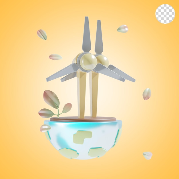 PSD ilustração de ícone 3d de energia verde