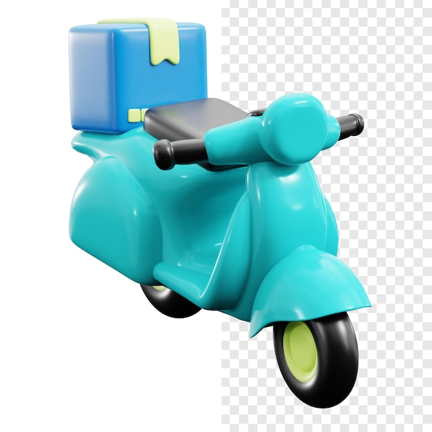 Ilustração de ícone 3D de entrega de motocicleta