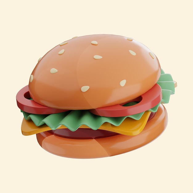 Ilustração de ícone 3D de hambúrguer