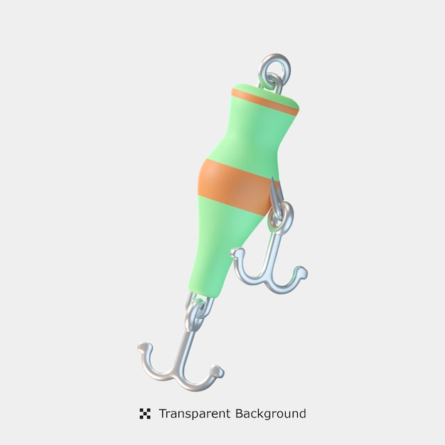 Ilustração de ícone 3d de iscas de pesca