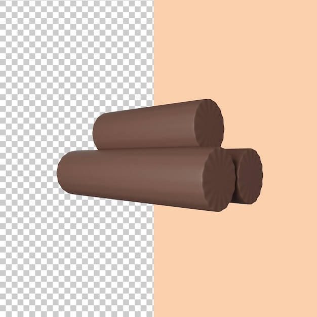 Ilustração de ícone 3D de madeira