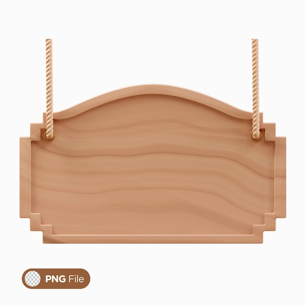 Ilustração de ícone 3D de placa de sinalização de madeira
