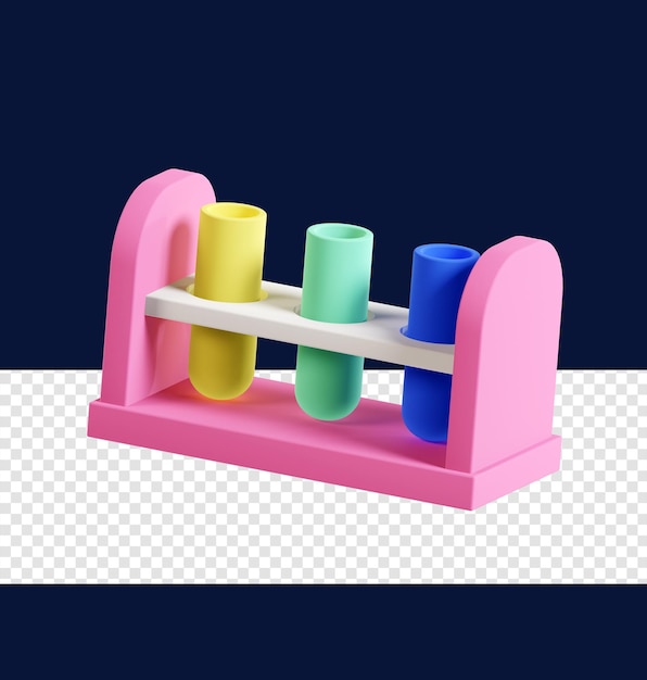 Ilustração de ícone 3D de poção de produtos químicos de tubos de ensaio