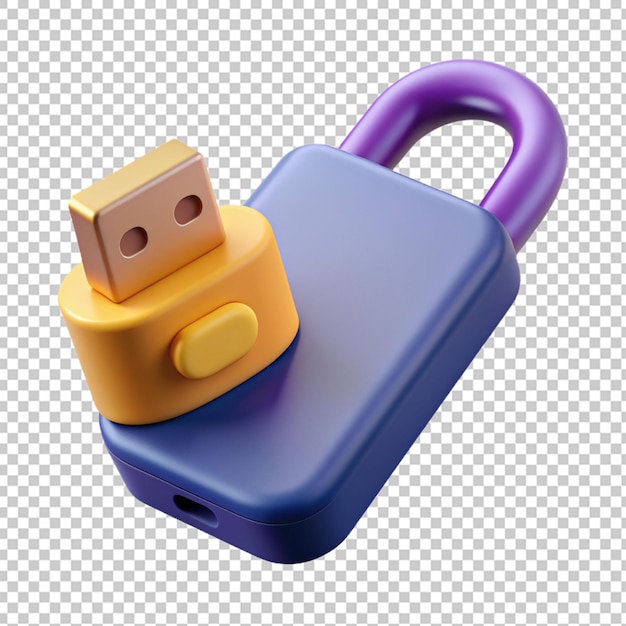 PSD ilustração de ícone 3d de proteção de flashdisk